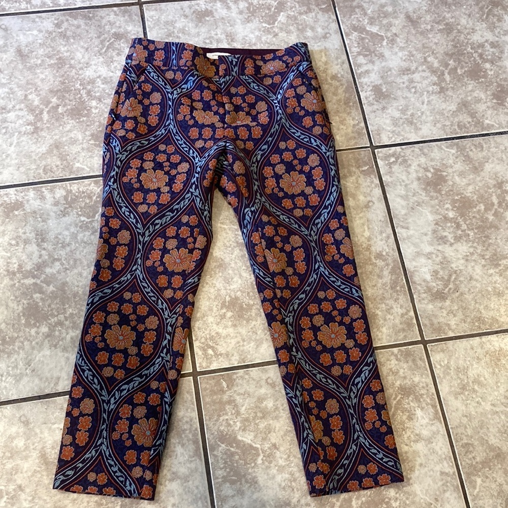 Anthropologie Floral Patterned Slim Ankle Pants 2 - Picture 5 of 8